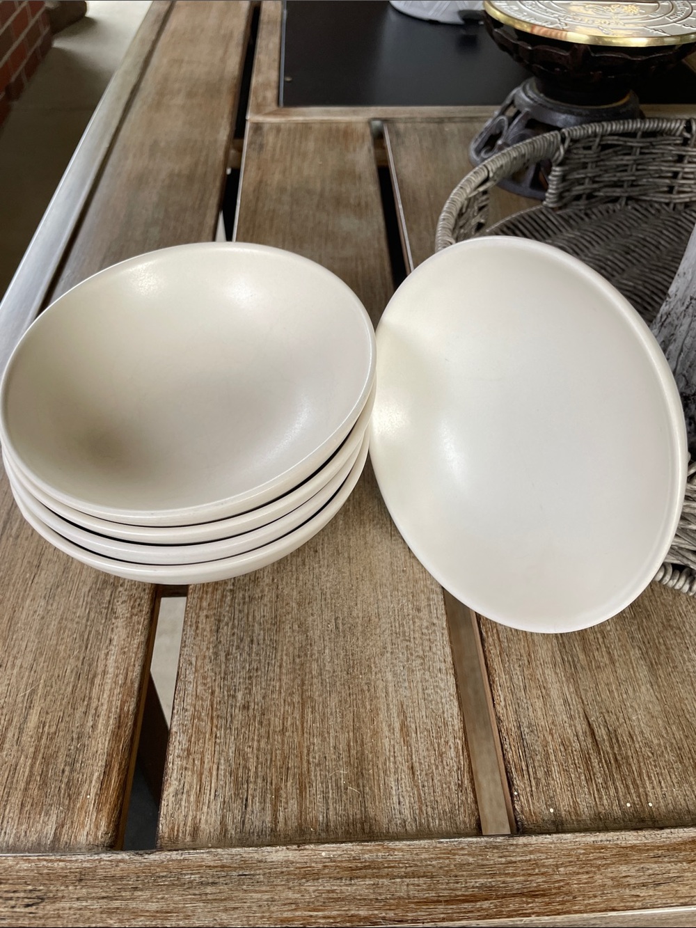 Crate&Barrel Off-White Ceramic Cereal Bowls - Set of 5 - 5” Across